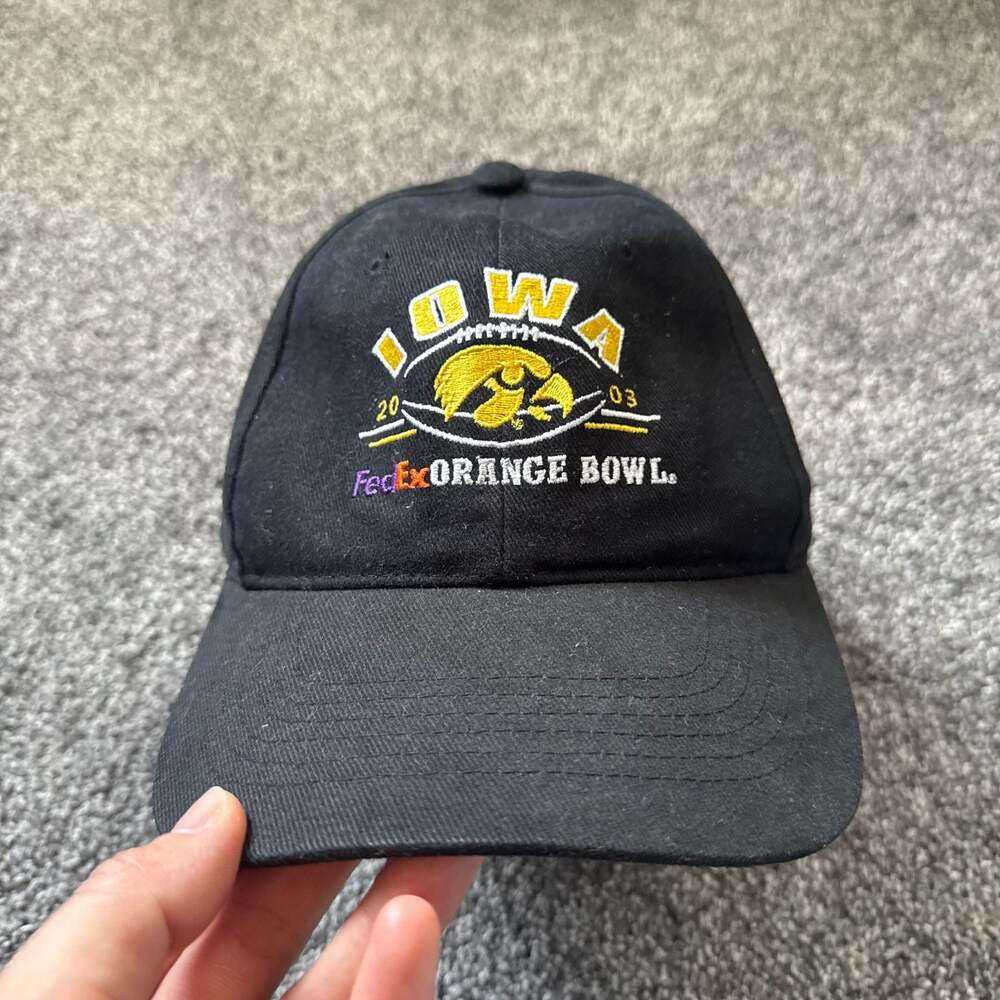Vintage 2003 Iowa Hawkeyes FedEx Orange Bowl Embroidered Strapback Hat Sportsman